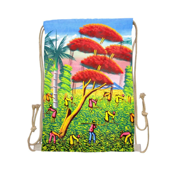 African Artwork Apron - Summer Drawstring Pocket White / One Size