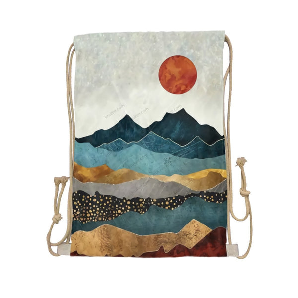 African Artwork Apron - Sun Drawstring Pocket White / One Size