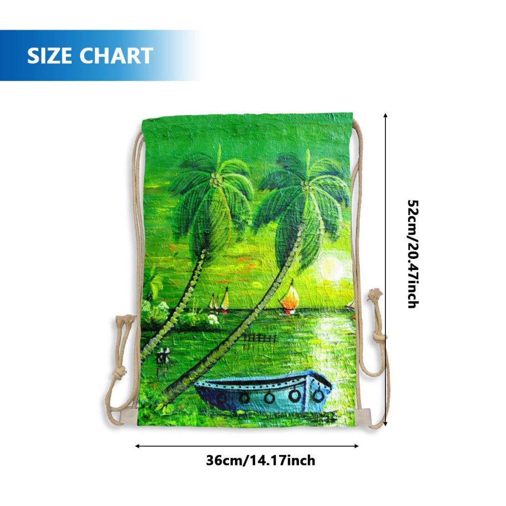 African Artwork Apron - The Boat Drawstring Pocket