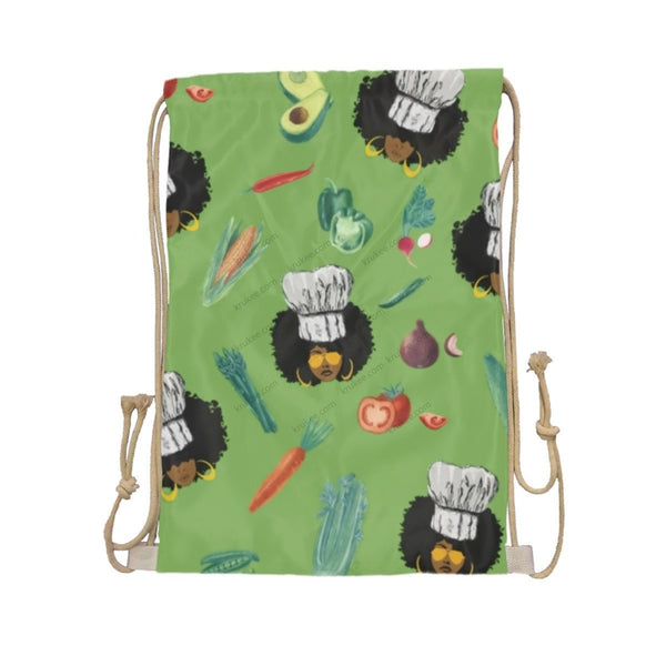 African Artwork Apron - Vega Drawstring Pocket White / One Size