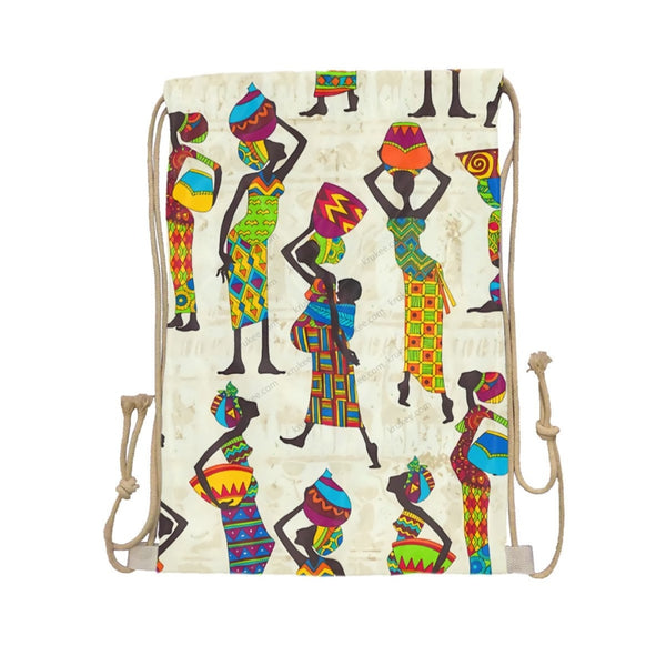 African Artwork Apron - We Drawstring Pocket White / One Size