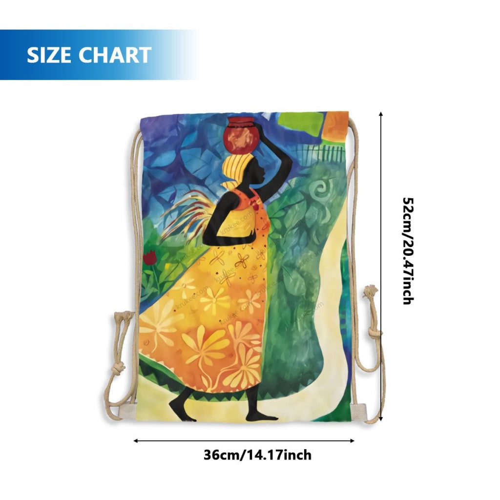 African Artwork Apron - Women 3 Drawstring Pocket