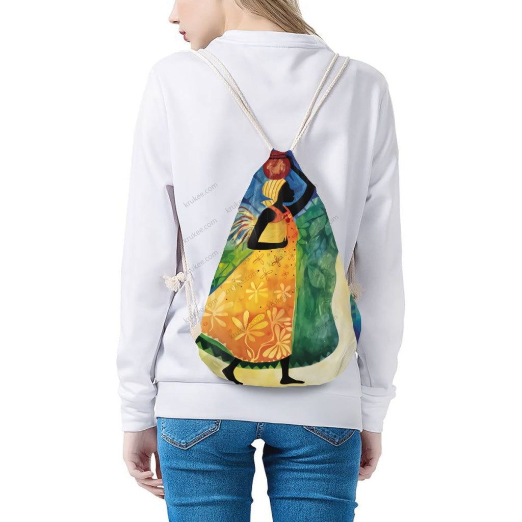 African Artwork Apron - Women 3 Drawstring Pocket