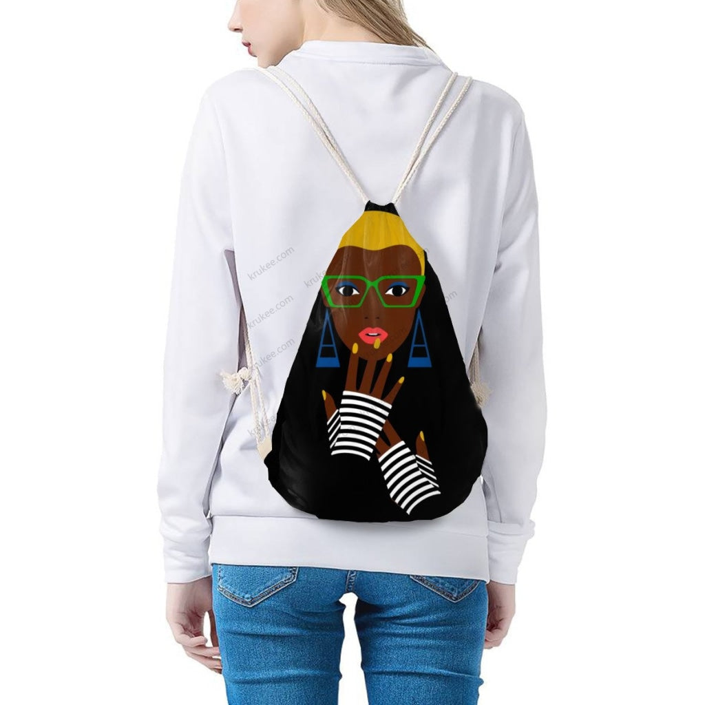 African Artwork Apron - Women 8 Drawstring Pocket