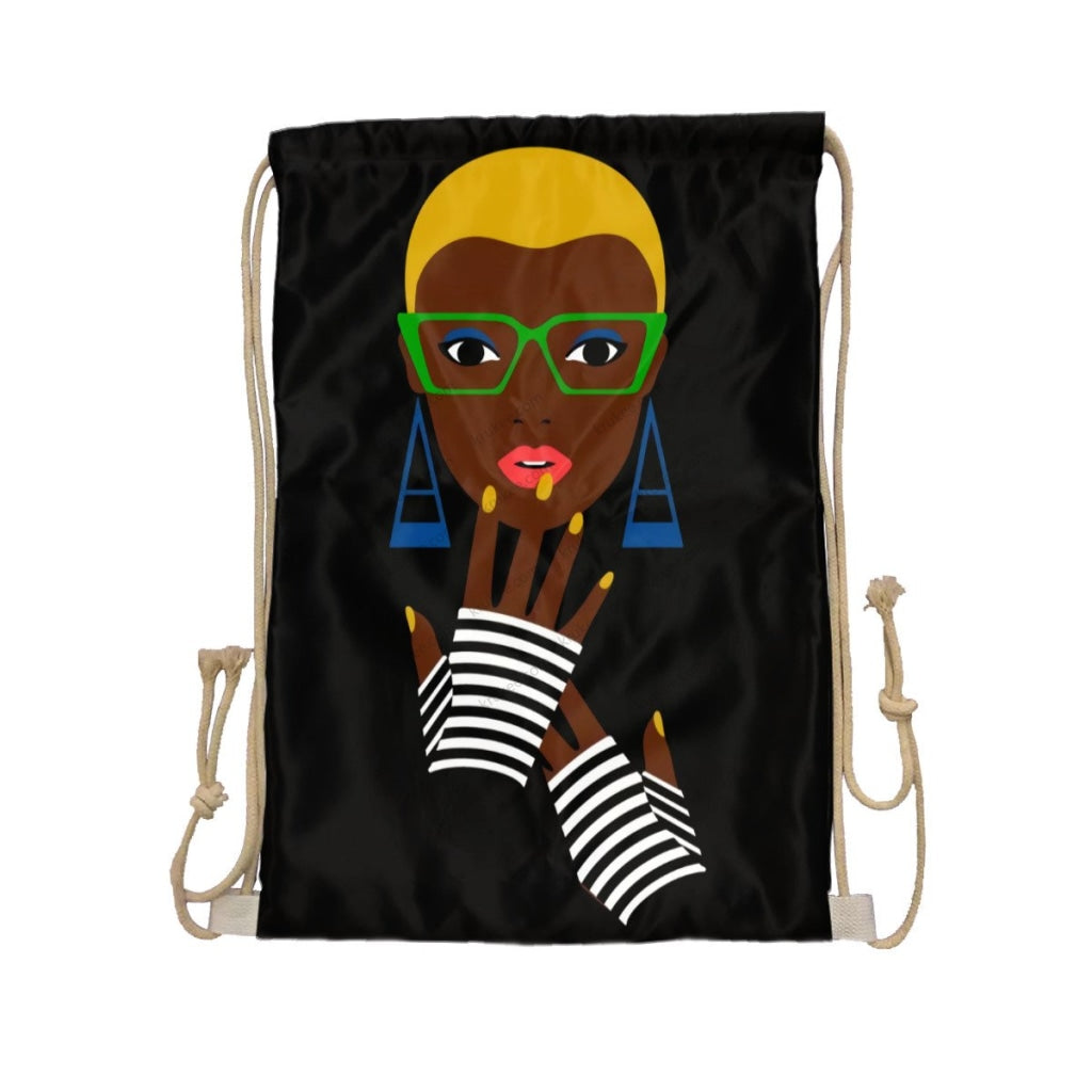 African Artwork Apron - Women 8 Drawstring Pocket White / One Size