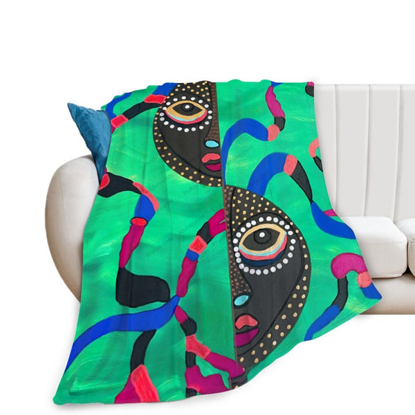 African Artwork Apron - Efleece Blanket White / 40X50 Inch