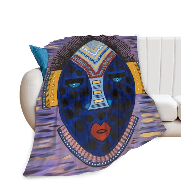 African Artwork Apron - Face Fleece Blanket White / 40X50 Inch