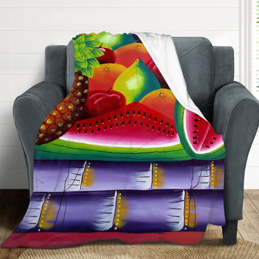 African Artwork Apron - Fruits 11 Fleece Blanket