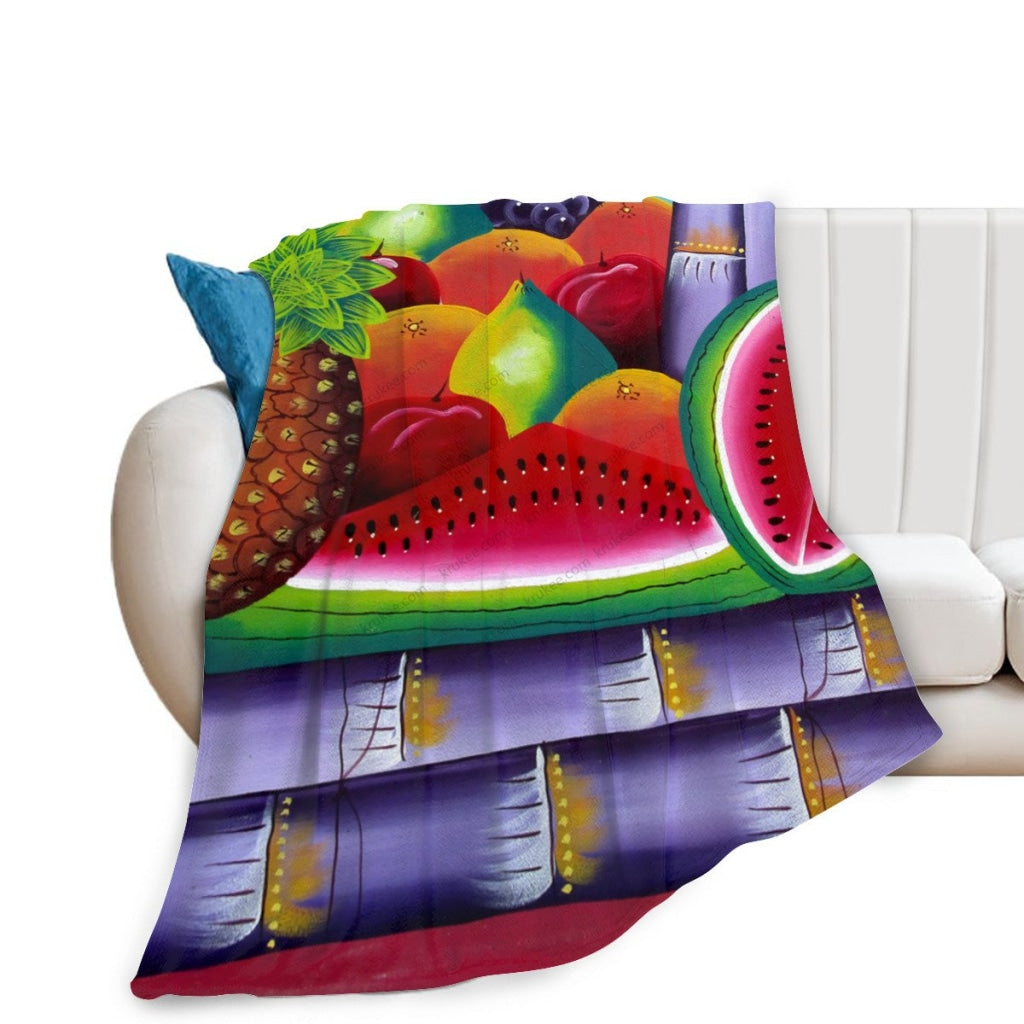 African Artwork Apron - Fruits 11 Fleece Blanket White / 40X50 Inch