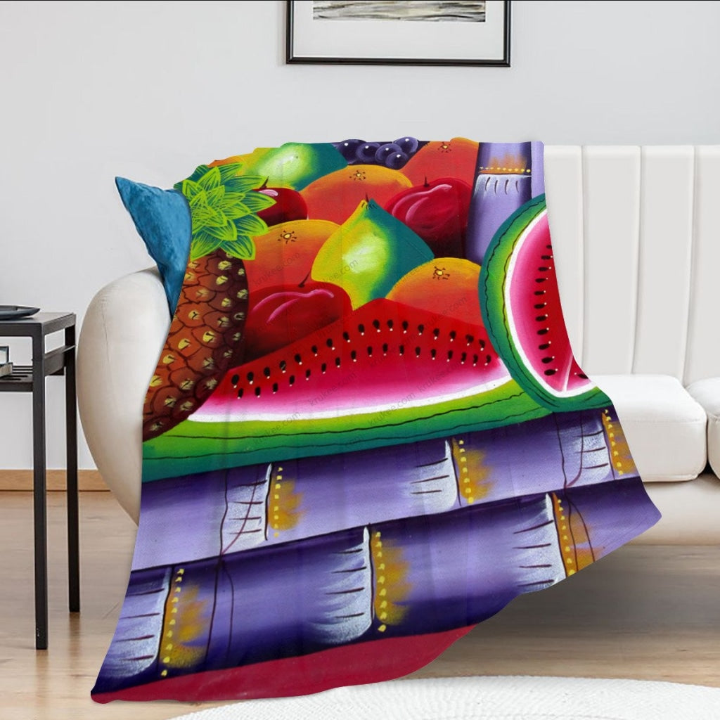 African Artwork Apron - Fruits 11 Fleece Blanket