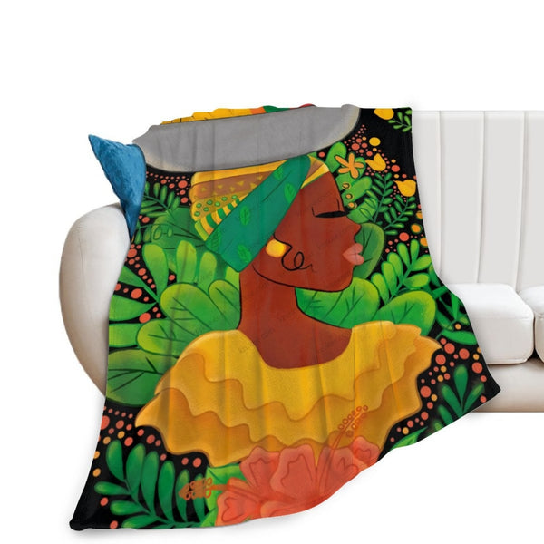 African Artwork Apron - Fruits 3 Fleece Blanket White / 40X50 Inch