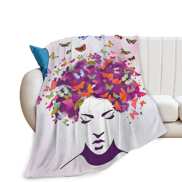 African Artwork Apron - Girl 8Fleece Blanket White / 40X50 Inch