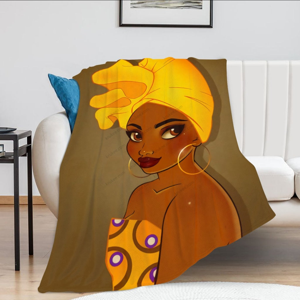 African Artwork Apron - Girl 9Fleece Blanket