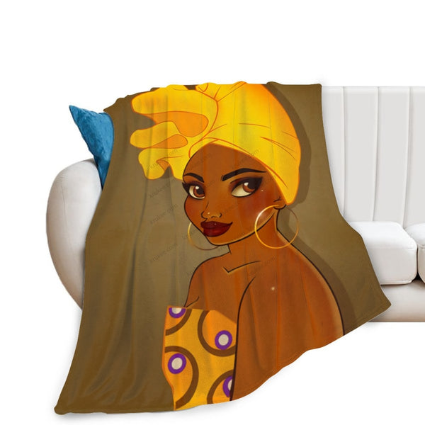 African Artwork Apron - Girl 9Fleece Blanket White / 40X50 Inch