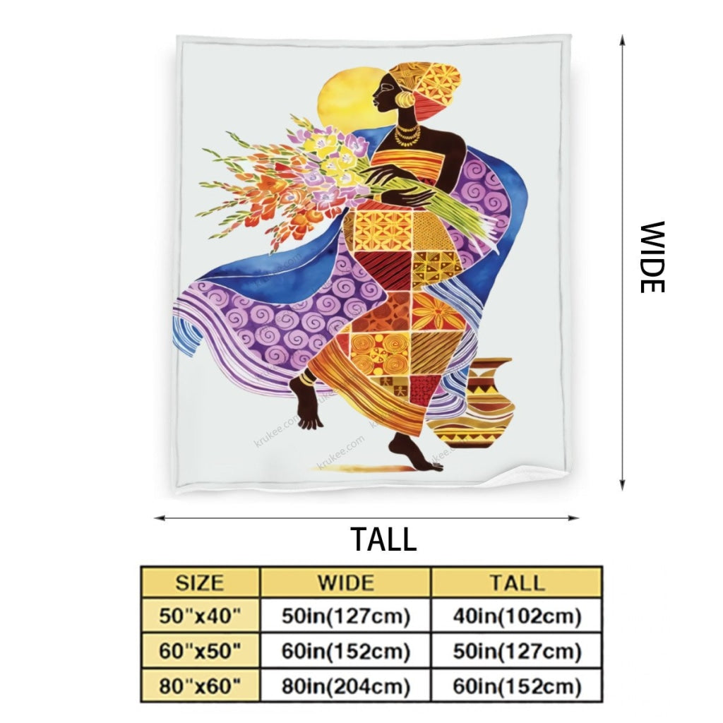 African Artwork Apron - Girl And Flowersfleece Blanket