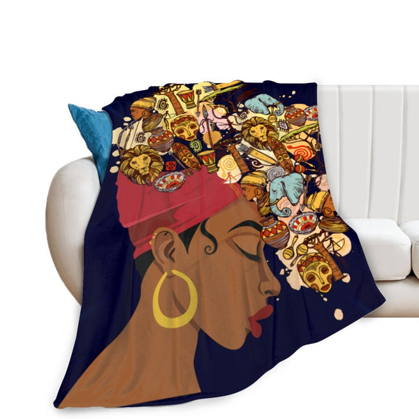 African Artwork Apron - Historyfleece Blanket White / 40X50 Inch