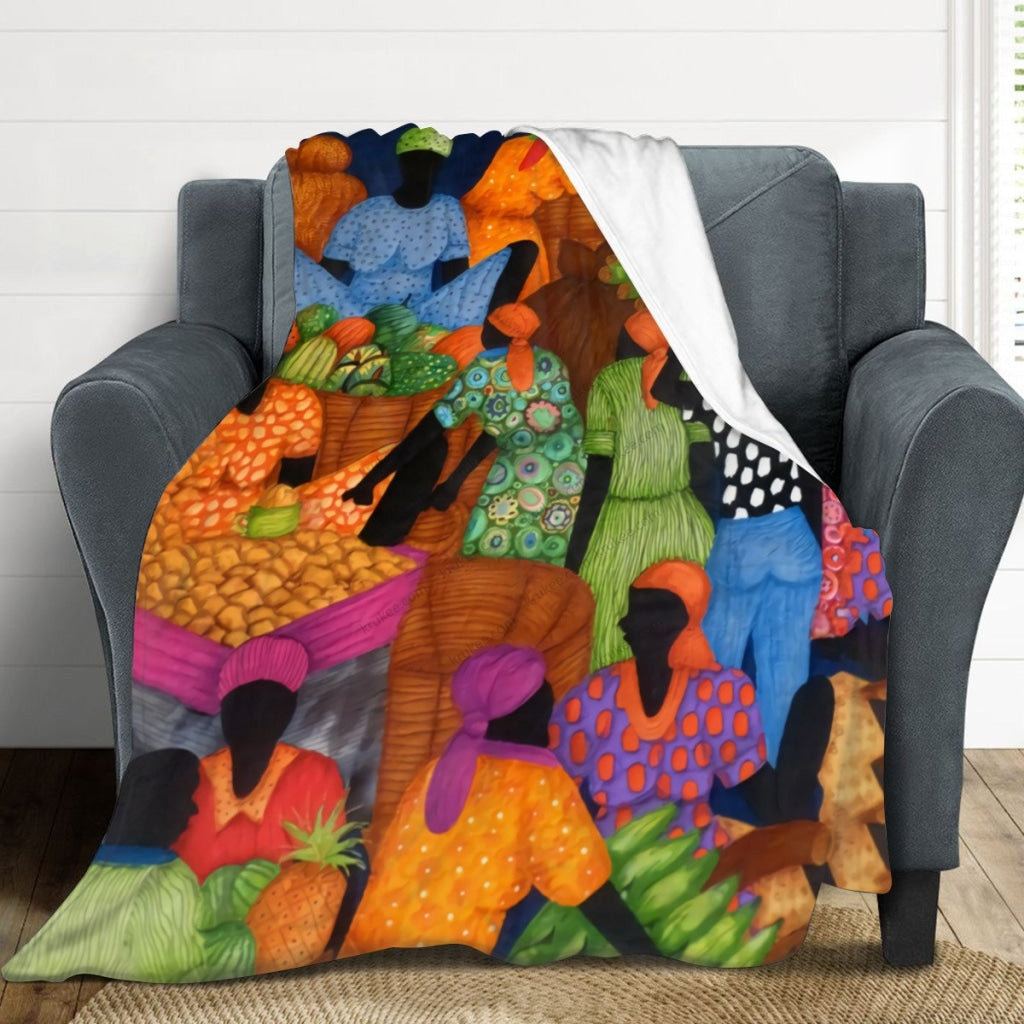 African Artwork Apron - Market Fleece Blanket