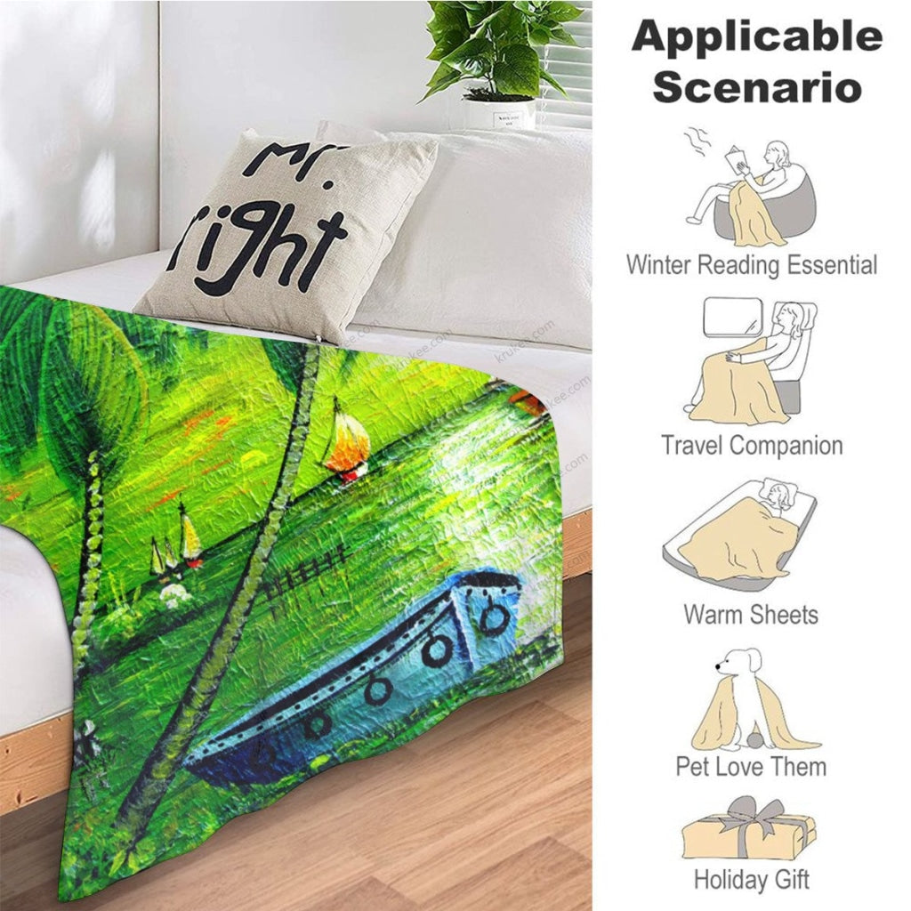 African Artwork Apron - The Boat Fleece Blanket