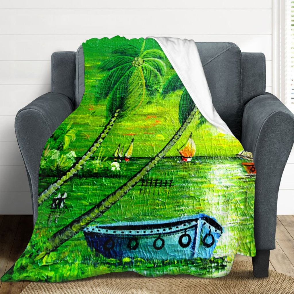 African Artwork Apron - The Boat Fleece Blanket
