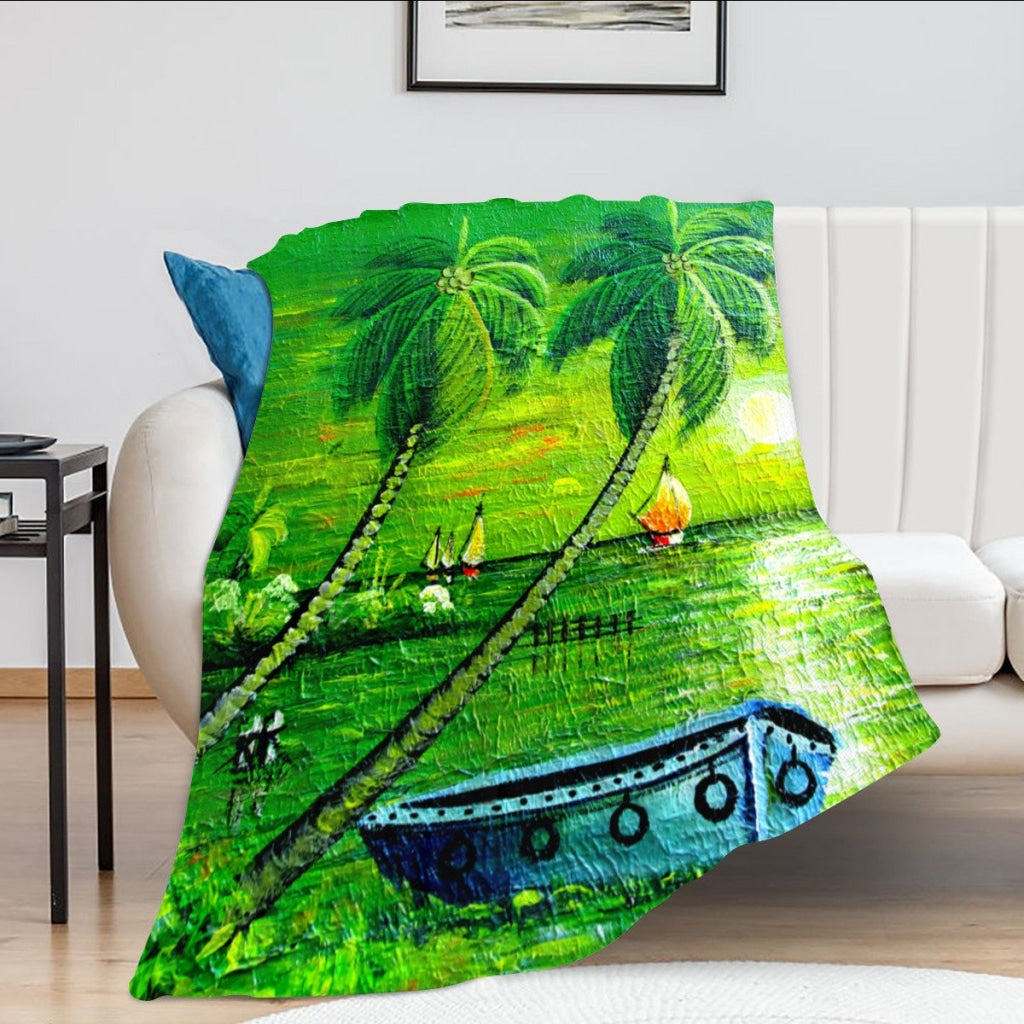 African Artwork Apron - The Boat Fleece Blanket