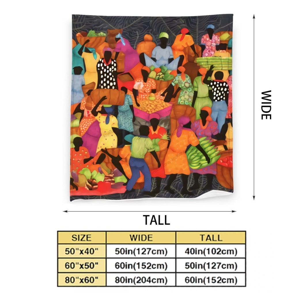 African Artwork Apron - The Market 2 Fleece Blanket