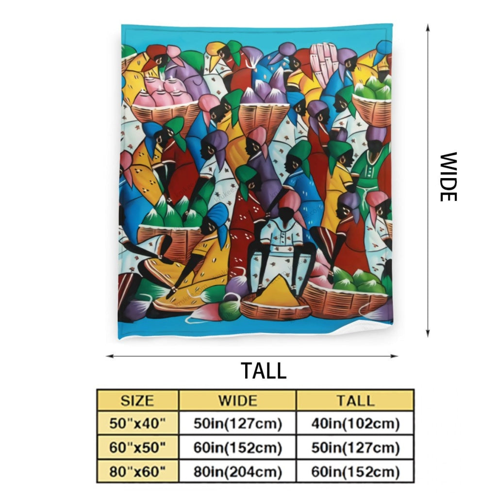 African Artwork Apron - The Rainbow Market Fleece Blanket