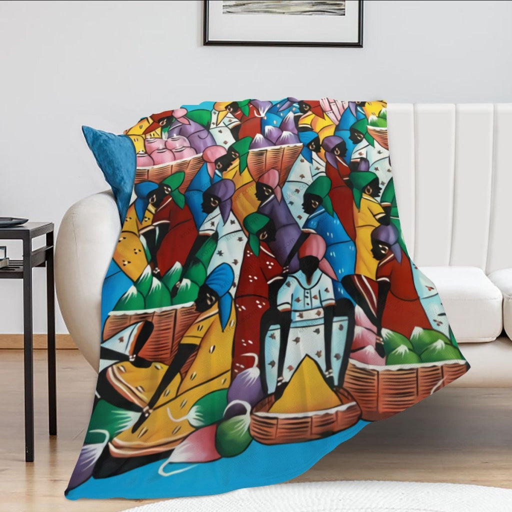 African Artwork Apron - The Rainbow Market Fleece Blanket