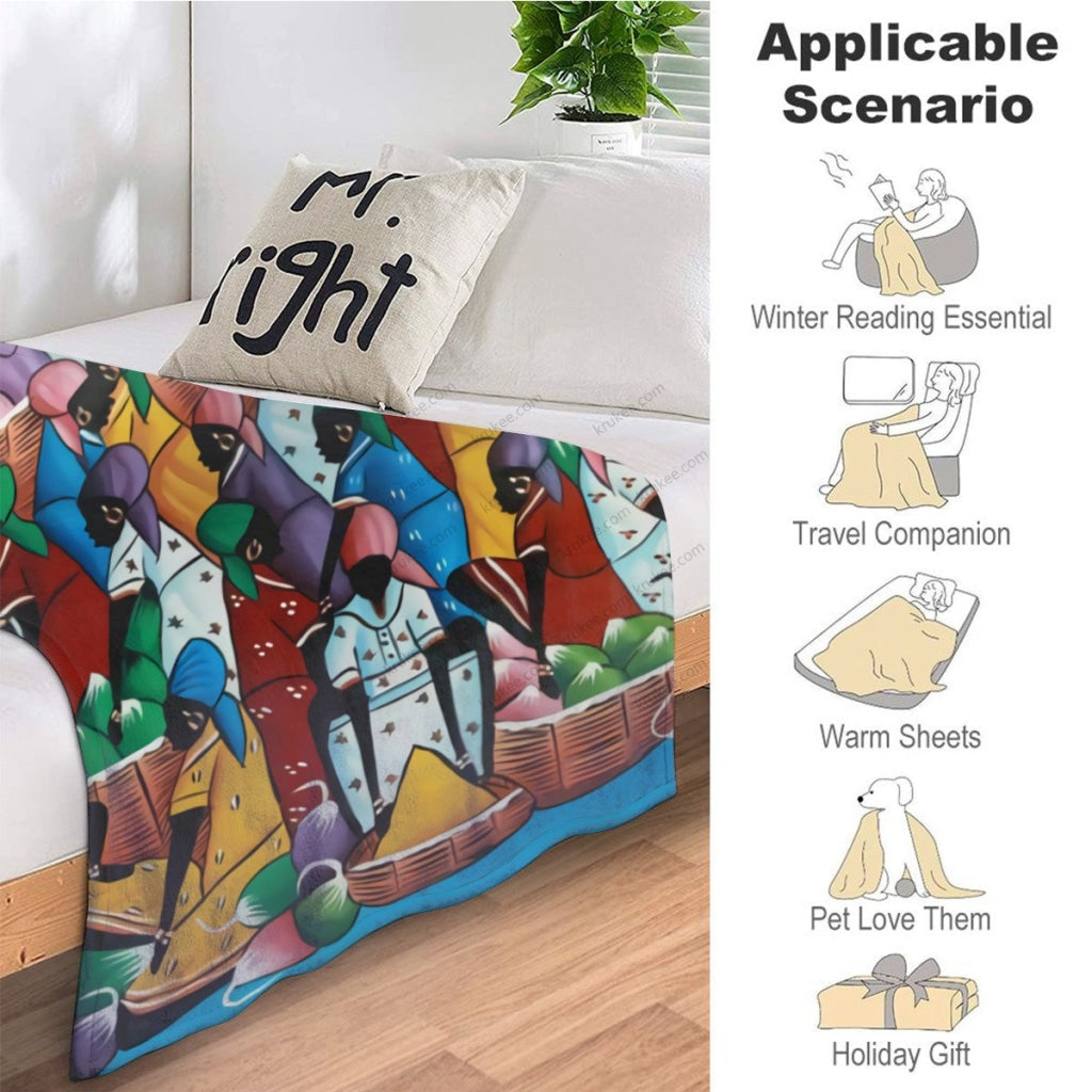 African Artwork Apron - The Rainbow Market Fleece Blanket