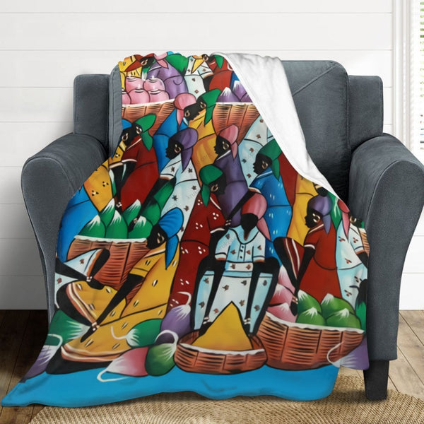 African Artwork Apron - The Rainbow Market Fleece Blanket