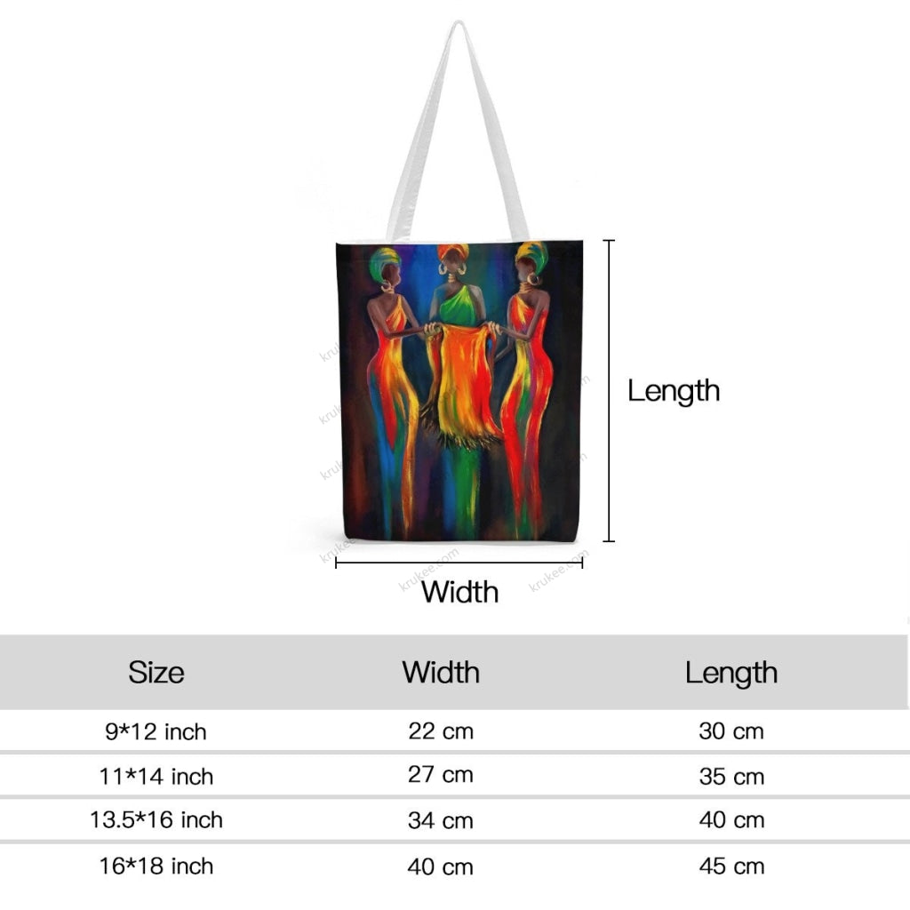 African Artwork Apron - Colorful Natural Linen Tote Bag