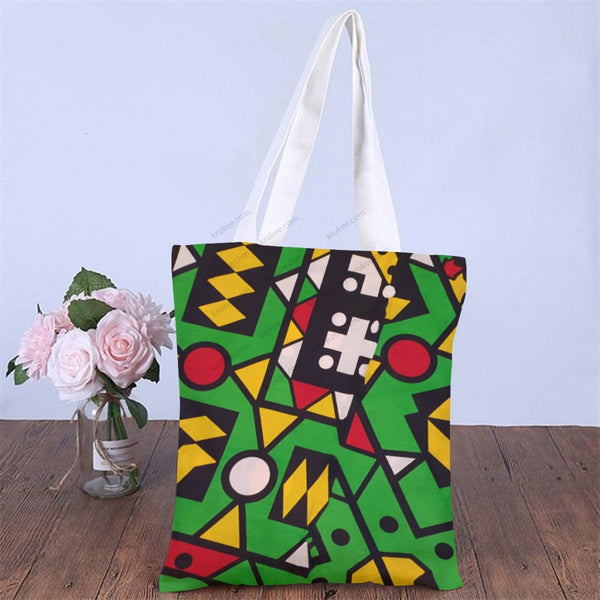 African Artwork Apron - Colors Natural Linen Tote Bag