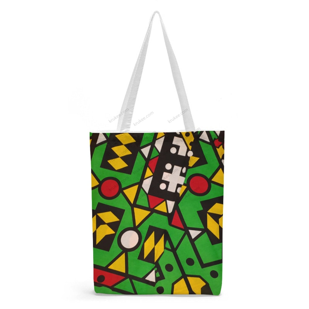 African Artwork Apron - Colors Natural Linen Tote Bag White / S