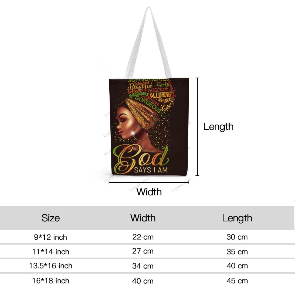 African Artwork Apron - God Say Im Natural Linen Tote Bag