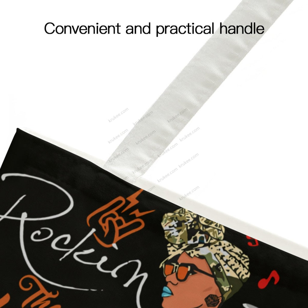 African Artwork Apron - Rockin Girl Natural Linen Tote Bag