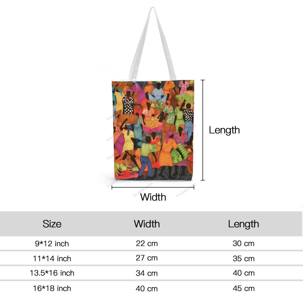 African Artwork Apron - The Market 2 Natural Linen Tote Bag