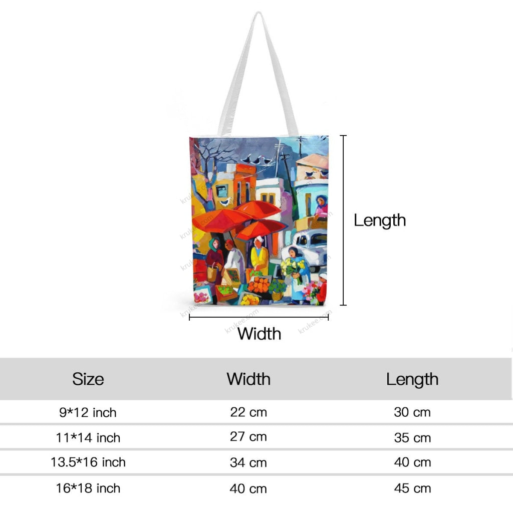 African Artwork Apron - The Market Natural Linen Tote Bag