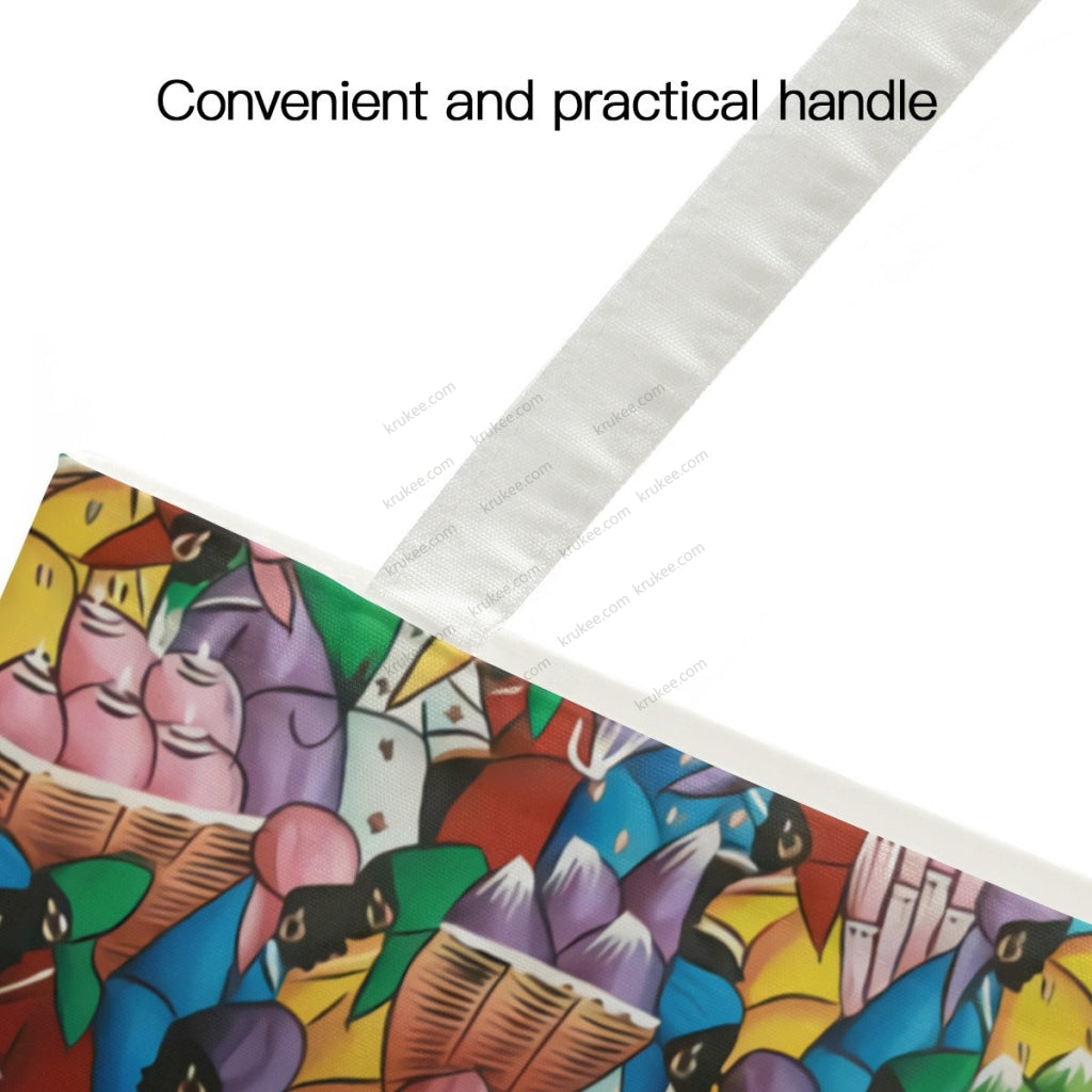 African Artwork Apron - The Rainbow Market Natural Linen Tote Bag