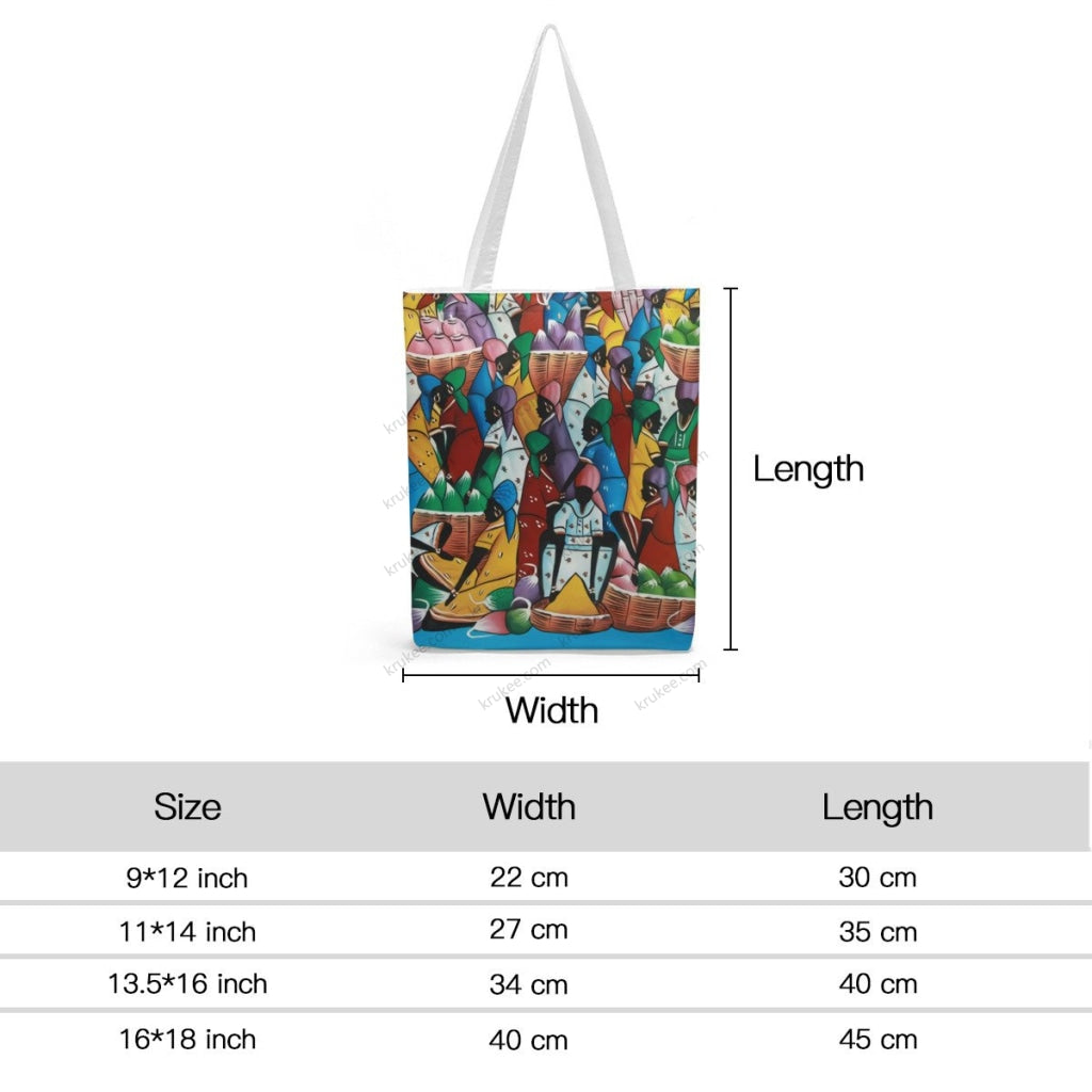 African Artwork Apron - The Rainbow Market Natural Linen Tote Bag