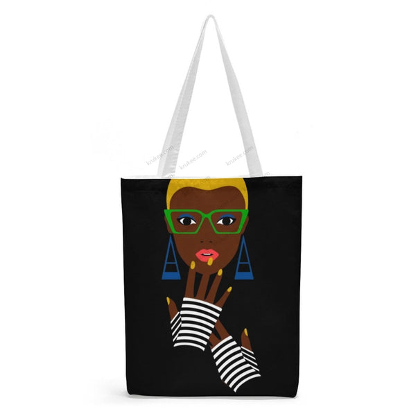 African Artwork Apron - Women 8 Natural Linen Tote Bag White / S