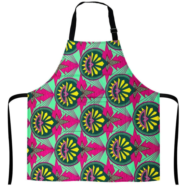 African Culture Art Apron White / One Size