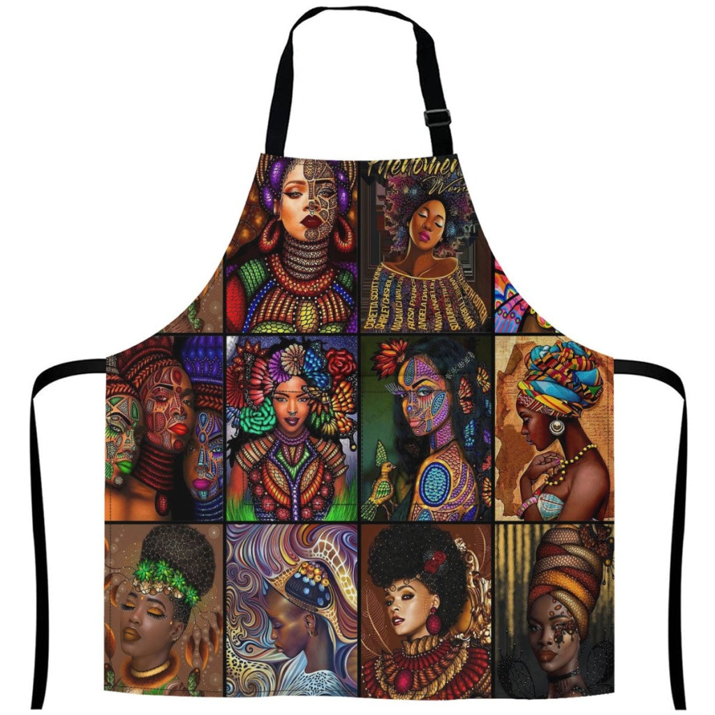 African Culture Art Apron White / One Size