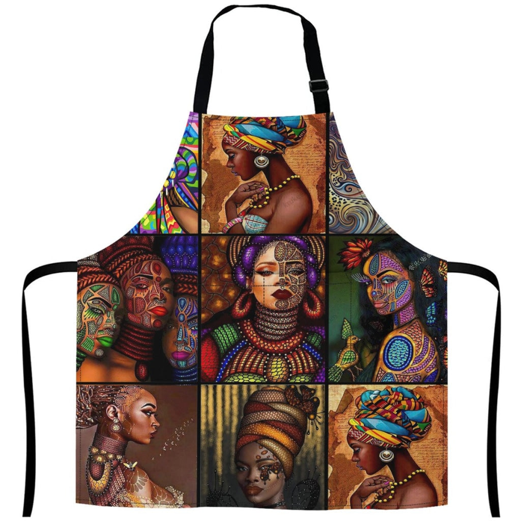 African Culture Art Apron White / One Size