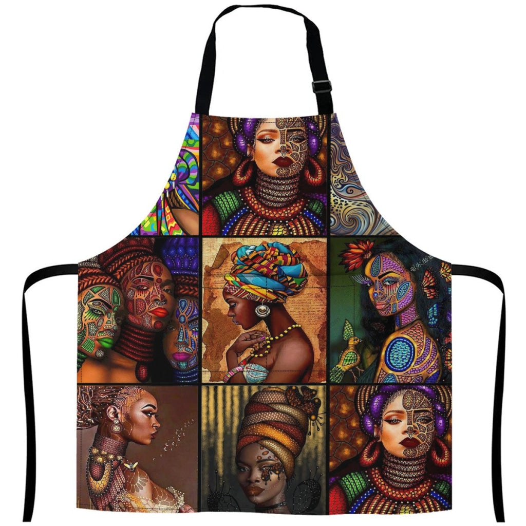 African Culture Art Apron White / One Size