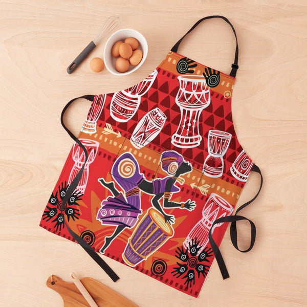 African Culture Art Print Apron White / One Size