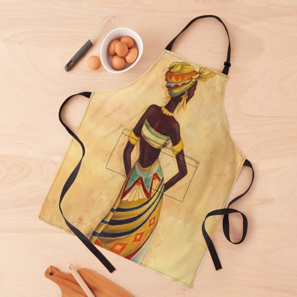 African Culture Art Print Apron White / One Size