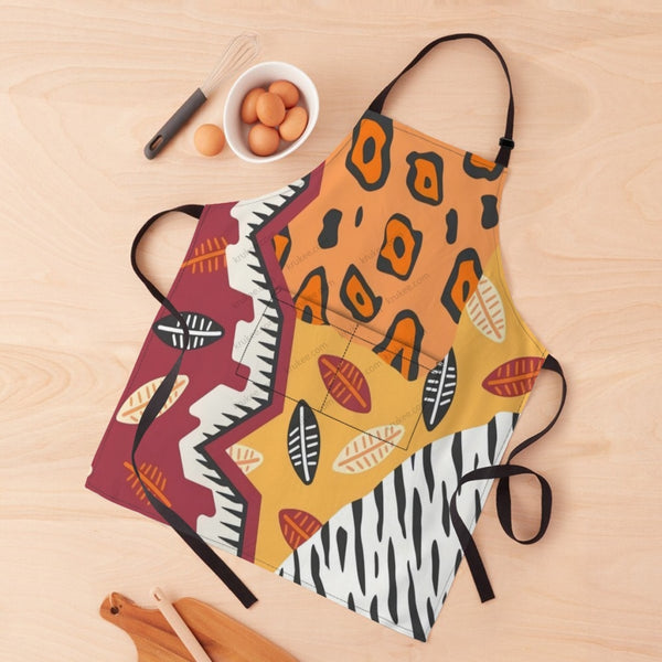 African Culture Art Print Apron White / One Size