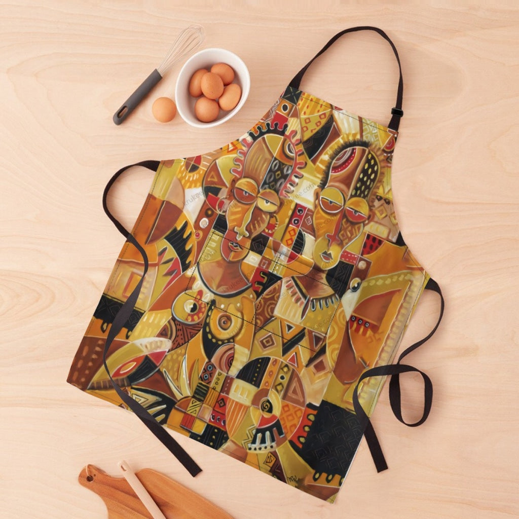 African Culture Art Print Apron White / One Size