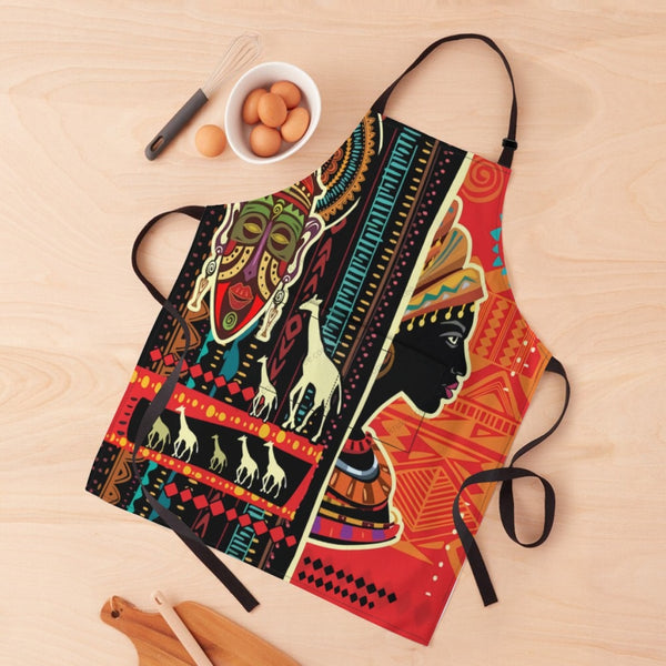 African Culture Art Print Apron White / One Size