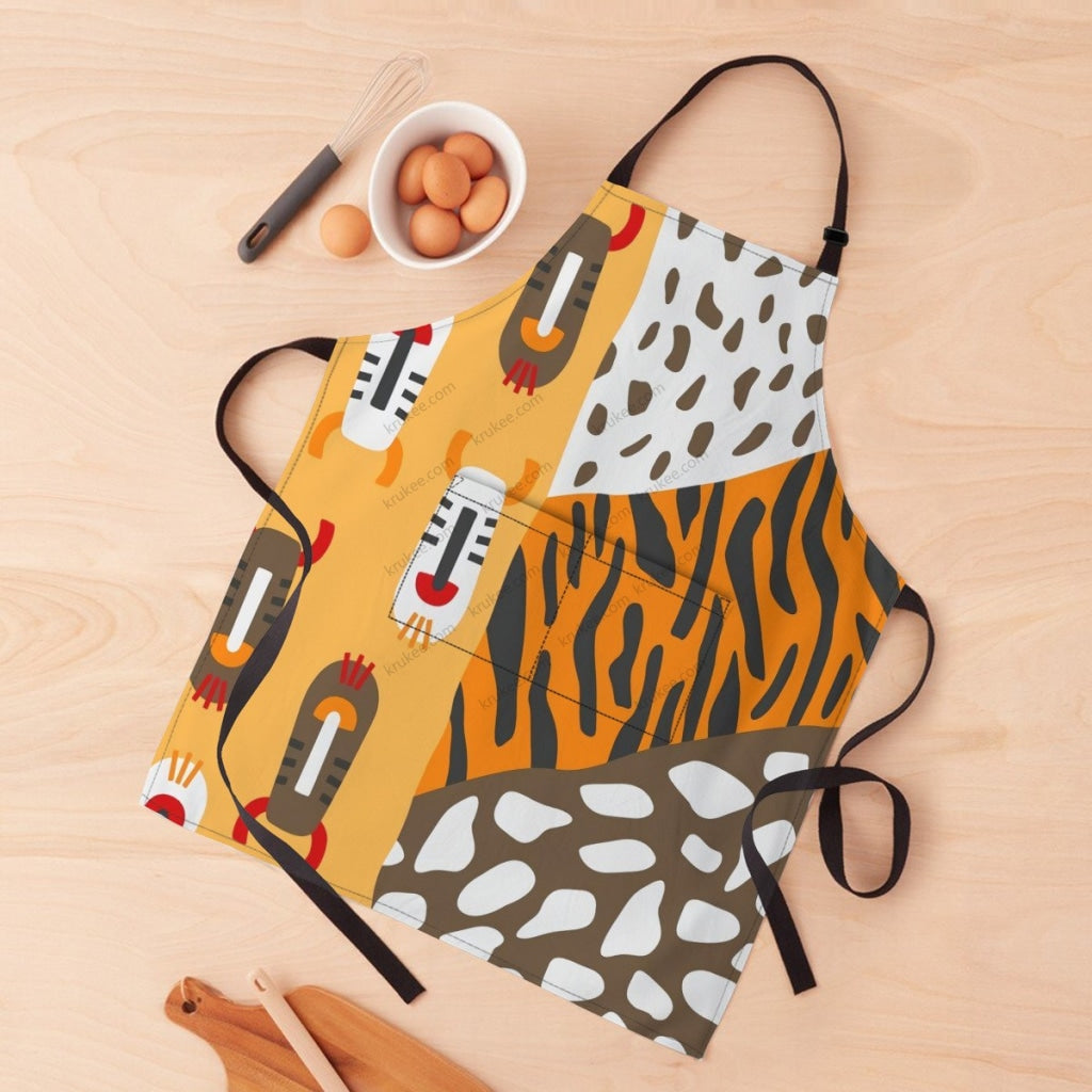 African Culture Art Print Apron White / One Size