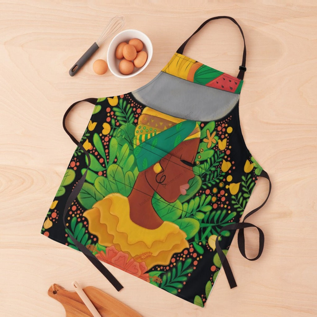 African Culture Art Print Apron White / One Size